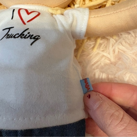 Haba Women in Trucking Doll Rope Blonde Hair I Love Trucking Heart Jeans RARE - Picture 3 of 5